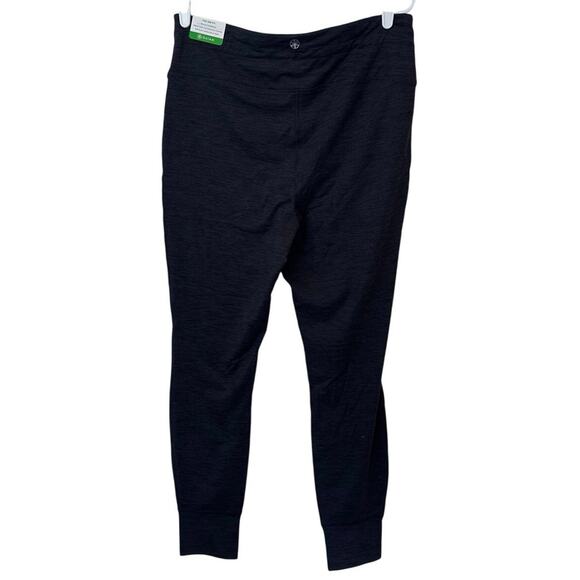 NWT Gaiam Om High Rise Porkchop Cuffed Leggings Size XL Drawstring Black Heather - Picture 2 of 11